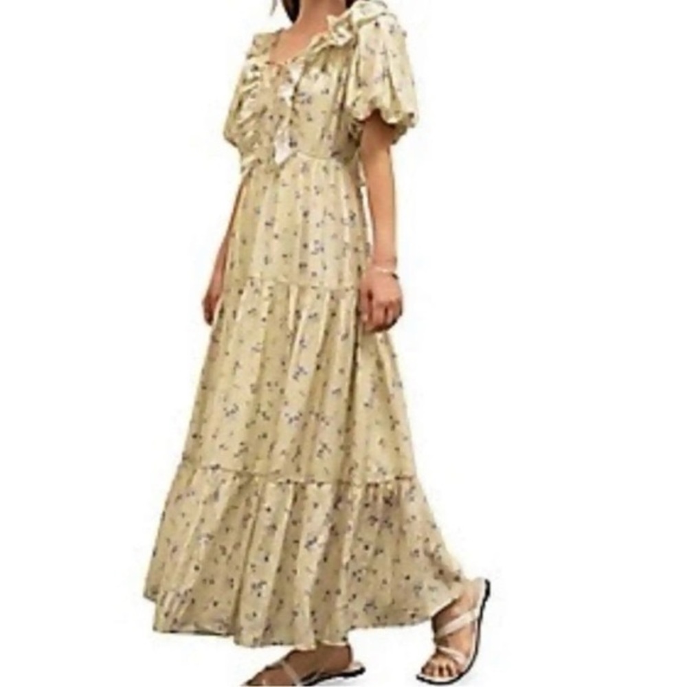ANTHROPOLOGIE Floral Yellow Maxi Dress